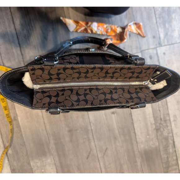 Coach Chelsea Heritage Stripe Tote Brown Black + Twilly - Picture 10 of 15